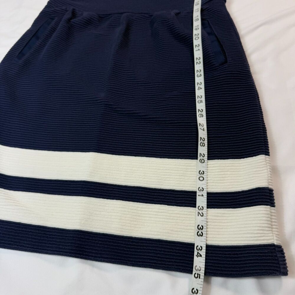 Vineyard Vines Ottoman Stripe Fit Flare Sz 2 Knit Dress Nautical Navy Cap Sleeve - Picture 6 of 7